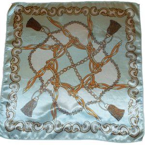 Vintage Scarf 19" Square Satin classic chains print neckerchief